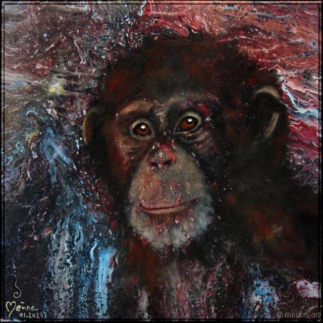 Ich sehe was was Du nicht siehst 1 Acryl Misch-Fließtechnik auf Leinwand; 30 x 30 cm;